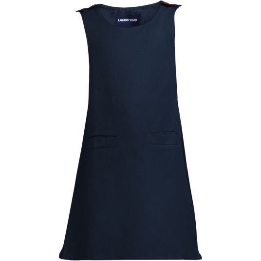 lands end blue uniform dress School Girls Long Sleeve Mesh Pleated Polo - Lands' - knee length Body Lands' End Twill Button Front