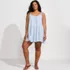 Women's Plus Size Oversized Cotton Gauze Metallic Tiered Mini Cover-up Dress, Front