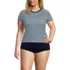 Women's Plus Size SunShade UPF 50 Cap Sleeve Fitted with Built in Bra Rash Guard, Front