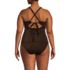 Women's Plus Size Shine Ribbed Tankini Top and High Waisted Bottom Swimsuit Set, Back