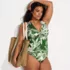 Women's Plus Size Shine Ribbed Tankini Top and High Waisted Bottom Swimsuit Set, alternative image