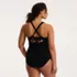 Women's Plus Size Shine Ribbed Tankini Top and High Waisted Bottom Swimsuit Set, Back