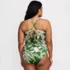 Women's Plus Size Shine Ribbed Tankini Top and High Waisted Bottom Swimsuit Set, Back