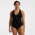 Women's Plus Size Shine Ribbed Tankini Top and High Waisted Bottom Swimsuit Set, Front