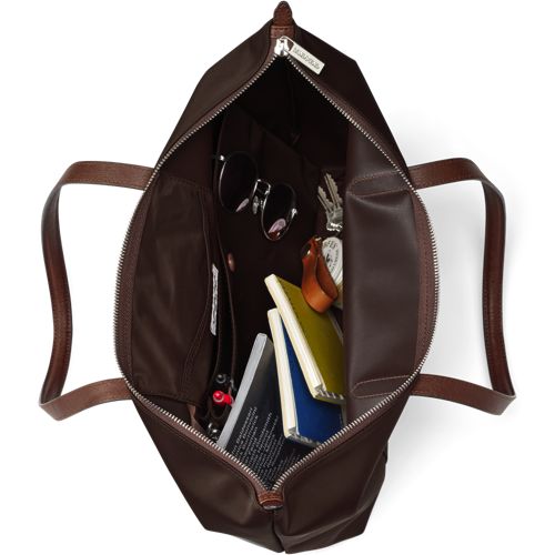  Lands' End Wasserabweisende, Verstaubare Shoppertasche, Damen, Größe:null Regular, Braun, Nylon/leder, By Lands' End 