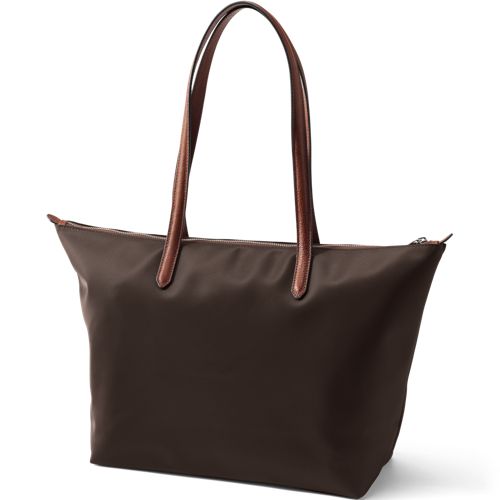  Lands' End Wasserabweisende, Verstaubare Shoppertasche, Damen, Größe:null Regular, Braun, Nylon/leder, By Lands' End 