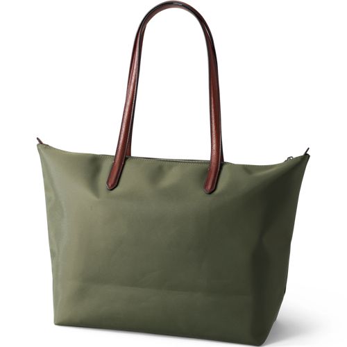  Lands' End Wasserabweisende, Verstaubare Shoppertasche, Damen, Größe:null Regular, Grün, Nylon/leder, By Lands' End 