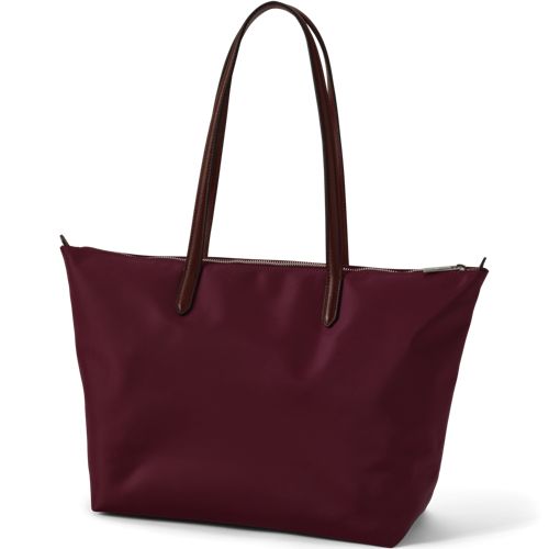  Lands' End Wasserabweisende, Verstaubare Shoppertasche, Damen, Größe:null Regular, Rot, Nylon/leder, By Lands' End 