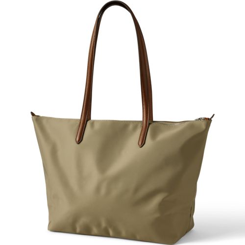  Lands' End Wasserabweisende, Verstaubare Shoppertasche, Damen, Größe:null Regular, Grün, Nylon/leder, By Lands' End 