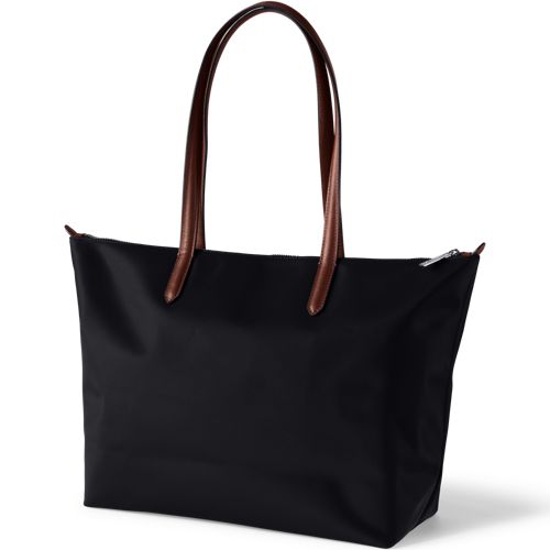  Lands' End Wasserabweisende, Verstaubare Shoppertasche, Damen, Größe:null Regular, Schwarz, Nylon/leder, By Lands' End 