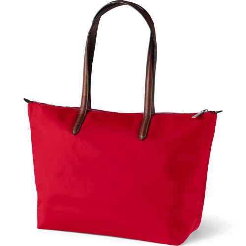  Lands' End Wasserabweisende, Verstaubare Shoppertasche, Damen, Größe:null Regular, Rot, Nylon/leder, By Lands' End 