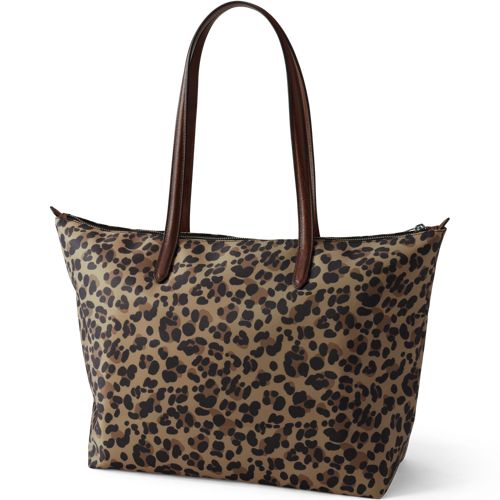  Lands' End Wasserabweisende, Verstaubare Shoppertasche, Damen, Größe:null Regular, Braun, Nylon/leder, By Lands' End 