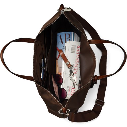 Lands' End Wasserabweisende, Verstaubare Reise-shoppertasche, Damen, Größe:null Regular, Braun, Nylon/leder, By Lands' End 