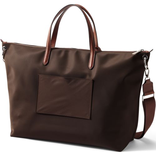  Lands' End Wasserabweisende, Verstaubare Reise-shoppertasche, Damen, Größe:null Regular, Braun, Nylon/leder, By Lands' End 