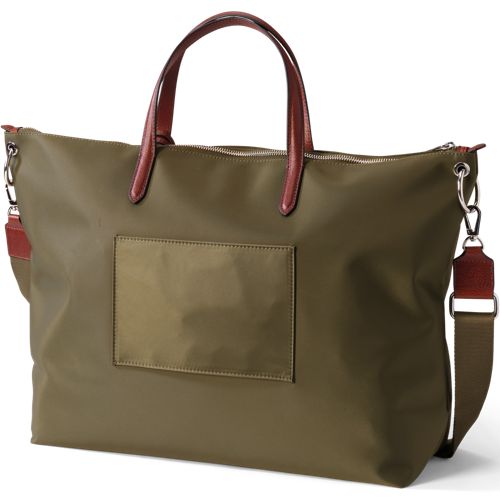  Lands' End Wasserabweisende, Verstaubare Reise-shoppertasche, Damen, Größe:null Regular, Grün, Nylon/leder, By Lands' End 
