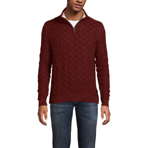  Lands' End Strukturierter Drifter Pullover Mit Reißverschluss, Herren, Größe:52-54 Regular, Orange, Baumwolle, By Lands' End 