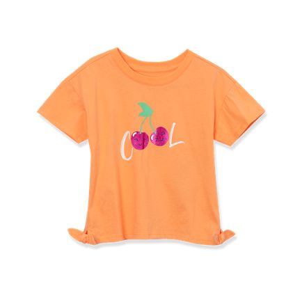 Girls Short Sleeve Side Tie Graphic Tee - image 1