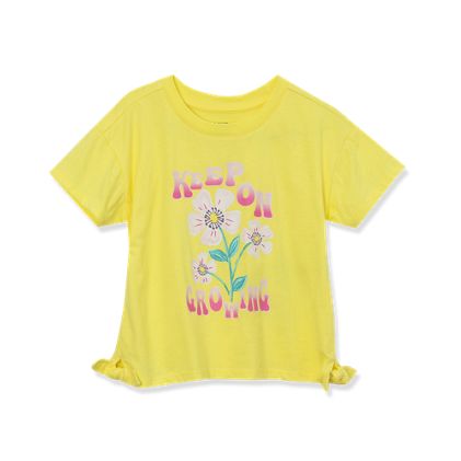 Girls Short Sleeve Side Tie Graphic Tee - primary
