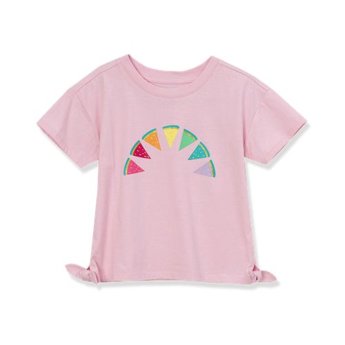 T-SHIRT AMPOULE LAND END fille bleu argent métallique graphique haut