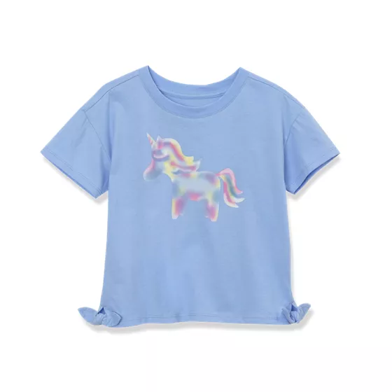 Girls Short Sleeve Side Tie Graphic Tee - primary