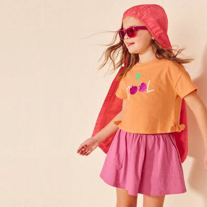 Girls Short Sleeve Side Tie Graphic Tee - primary