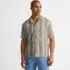 Men's Short Sleeve Textured Jacquard Camp Collar Shirt - Set Top, Front