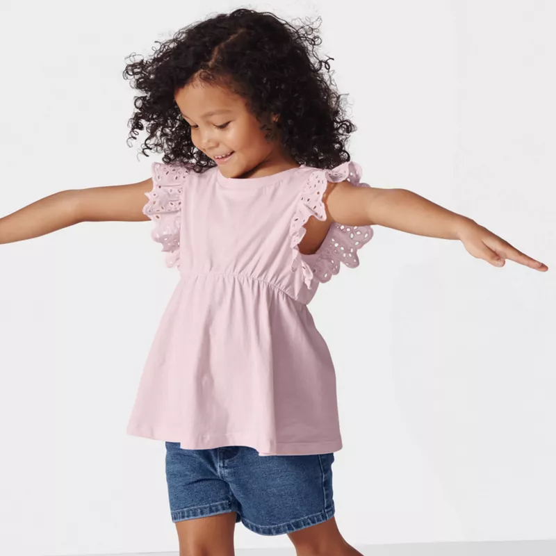 Girls Short Sleeve Peplum Top, alternative image