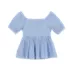 Girls Short Sleeve Smocked Woven Top, alternative image