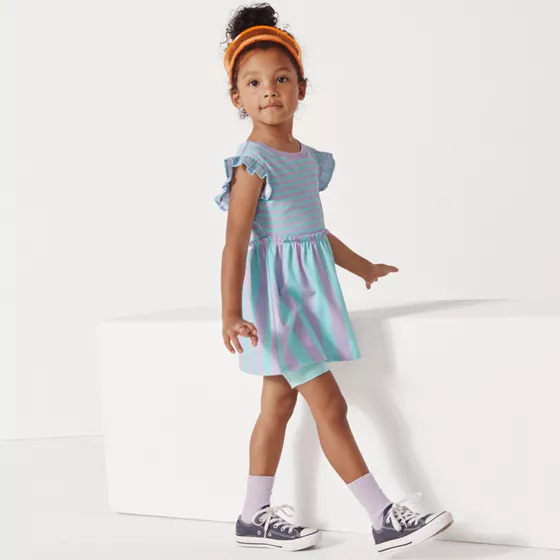 Girls Short Sleeve Gathered Waist Tunic Top - primary
