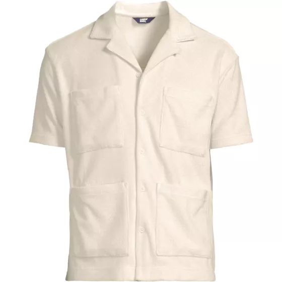 Men's Short Sleeve Textured Terry Camp Collar - primary