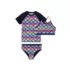 Girls Chlorine Resistant Short Sleeve Rash Guard Swim Top and Bikini Set, alternative image