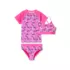 Girls Chlorine Resistant Short Sleeve Rash Guard Swim Top and Bikini Set, alternative image