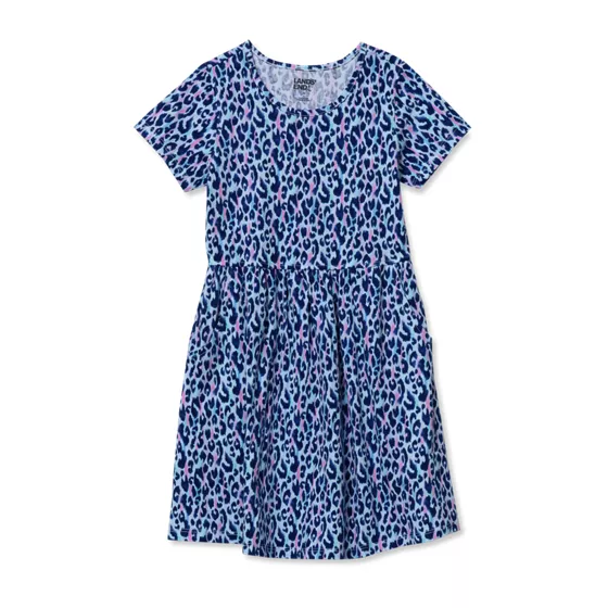 Girls Short Sleeve Gathered Waist Jersey Dress - primary