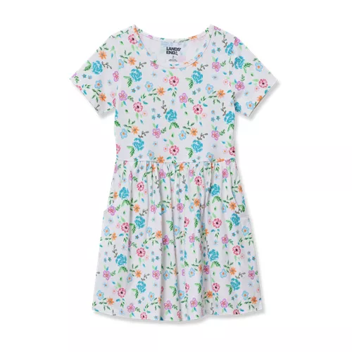 gathered waist jersey dress Lands' End Girls Short Sleeve Short sleeve