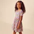 Girls Short Sleeve Gathered Waist Jersey Dress, alternative image