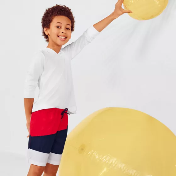 Boys Color Block Hydroliner Swim Trunks - primary