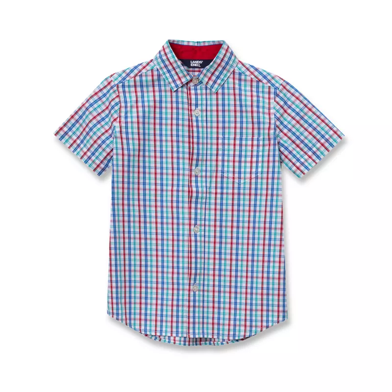 Boys Short Sleeve Poplin Camp Shirt, alternative image