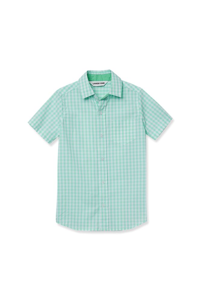 Kids Short Sleeve Poplin Camp Shirt - Lands' End - Green - L
