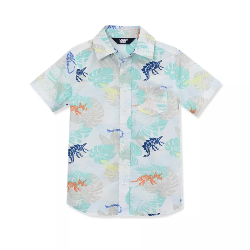 Boys Short Sleeve Poplin Camp Shirt, alternative image