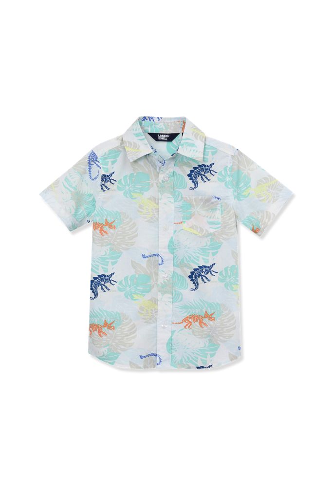 Kids Short Sleeve Poplin Camp Shirt - Lands' End - XL