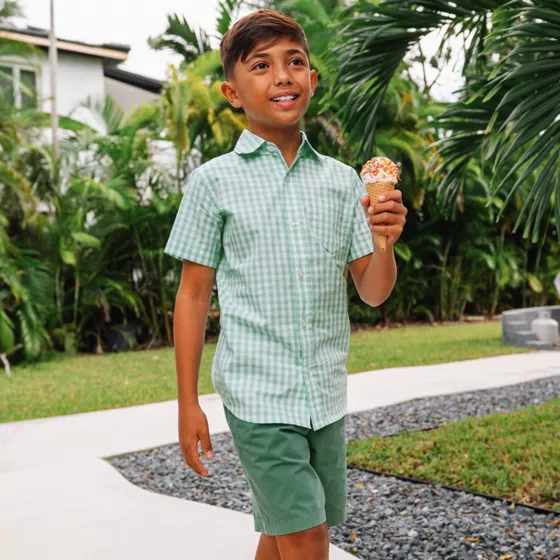 Boys Short Sleeve Poplin Camp Shirt - primary