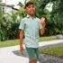Boys Short Sleeve Poplin Camp Shirt, alternative image