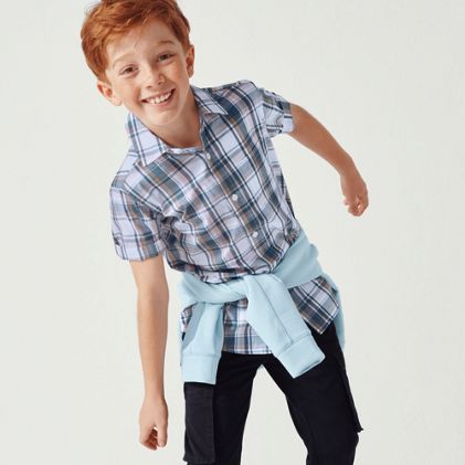 Kids Short Sleeve Poplin Camp Shirt - primary