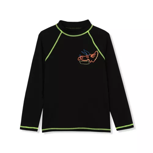 Boys Chlorine Resistant Long Sleeve Mock Neck UPF 50 Rash Guard, alternative image