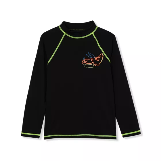 Boys Chlorine Resistant Long Sleeve Mock Neck UPF 50 Rash Guard - primary