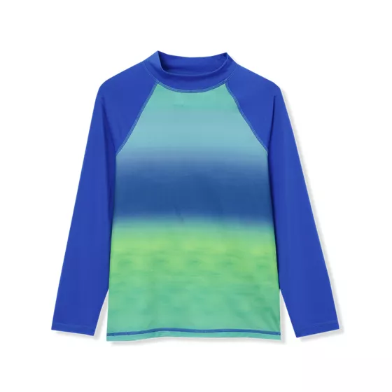 Boys Chlorine Resistant Long Sleeve Mock Neck UPF 50 Rash Guard - primary