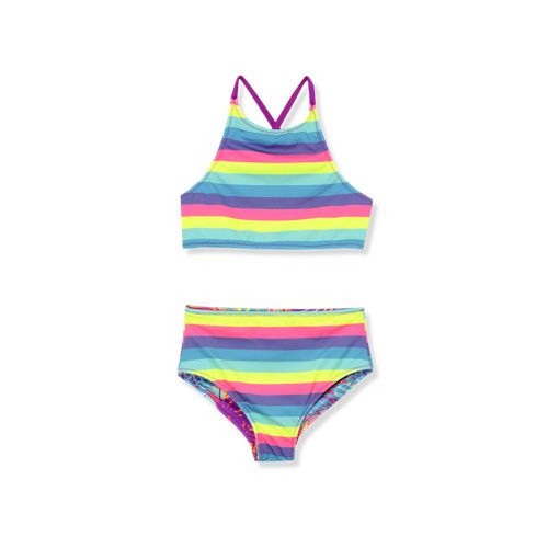 Girls Chlorine Resistant Reversible X-back Bikini Swim Set, alternative image