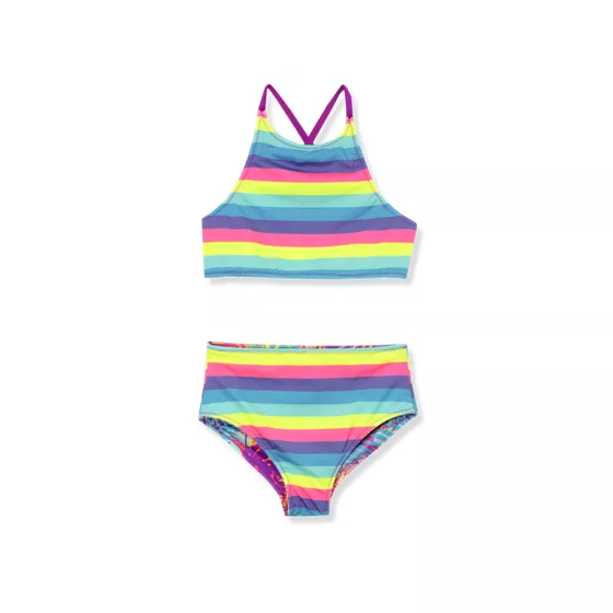 Girls Chlorine Resistant Reversible X-back Bikini Swim Set - primary