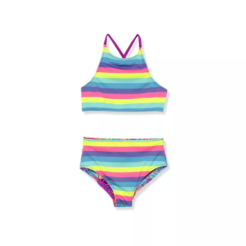 Girls Chlorine Resistant Reversible X-back Bikini Swim Set, alternative image