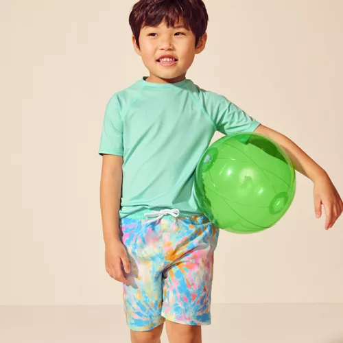 Boys Sunshade UPF 50 Chlorine Resistant Short Sleeve Crew Neck Rash Guard, alternative image